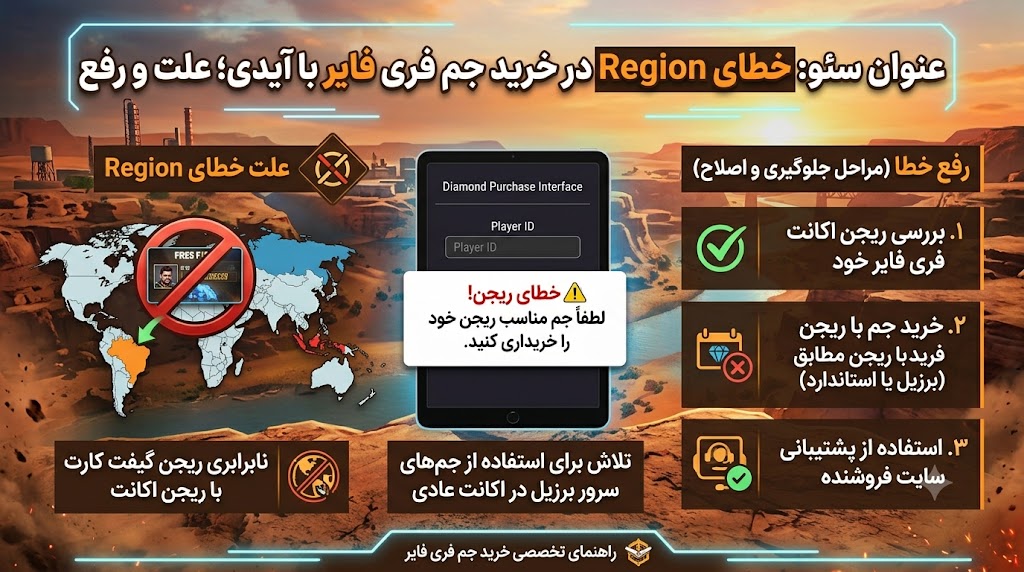 خطای Region در خرید جم فری فایر با آیدی؛ علت و رفع
